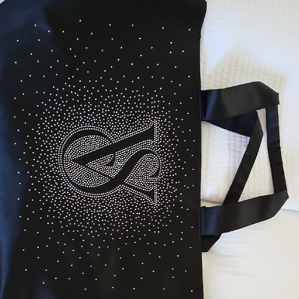 Elegant Black Tote Bag with Rhinestone Design
